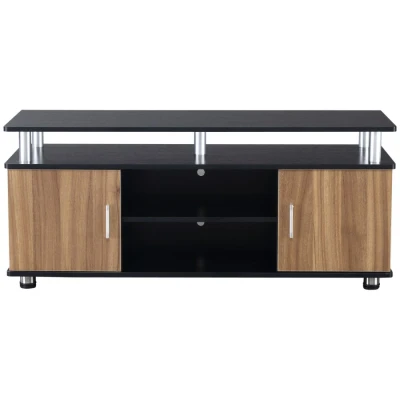 Image of HOMCOM TV Cabinet Unit for TVs up to 50&#039;&#039; with Storage Shelf and Cupboards, Living Room Entertainment Center Media Console, Black Walnut