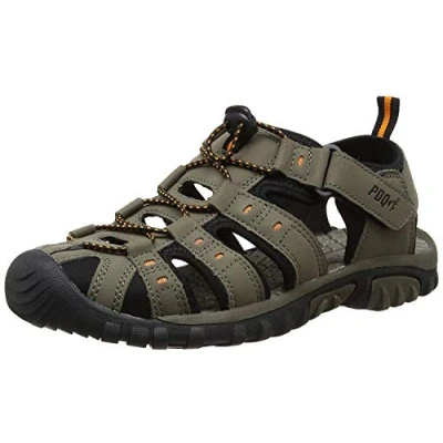 Image of PDQ Boys&#039; Hiking Sandals with Velcro Fastening, Taupe Orange, 4 UK