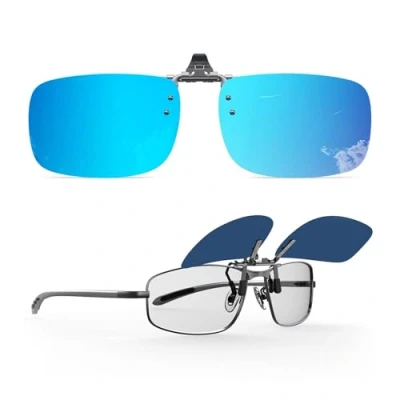 Image of Goiteia Polarized Flip up Clip on Sunglasses for Men WomenEasy to Put and Take off One handed（57 * 36mm Blue Mirror lenses）