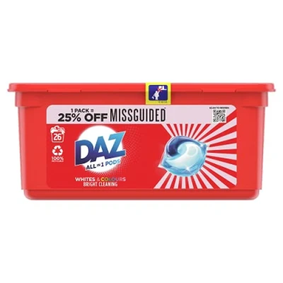 Image of Daz All in 1 Pods Washing Liquid Capsules Whites and Colours, 26 Washes. Cleans, Brightens Freshens