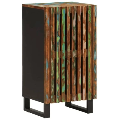 Image of vidaXL Sideboard Solid Acacia Wood &amp; Steel Cabinet, 40x34x75 cm, Industrial Style, Storage for Living Room/Bedroom