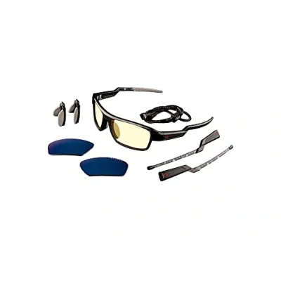 Image of Gunnar Gaming and Computer Eyewear Lightning Bolt, Frame Colour: Onyx, lens Tint: Amber (Blocks 65% Blue Light &amp; 100% UV Light) Glasses Patented Next Generation Esports