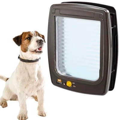 Image of Ferplast Swing 11 Universal Cat Flap for Dogs and Cats 4 Selectable Closing Modes Wind Stopper System Shock Absorber Magnetic Anti Oscillation Transparent Door Brown