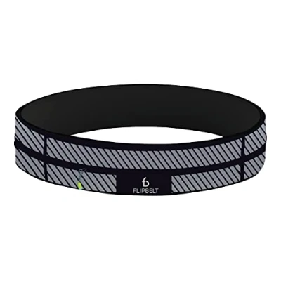 Image of FlipBelt Zipper Running Belt for Phone and Small Accessories, Exercise Waist Pouch Women Men, XL, Reflective Black