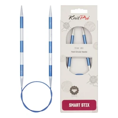 Image of KnitPro Knitting Pins: Circular, Metal Nylon, Blue, 5.5mm