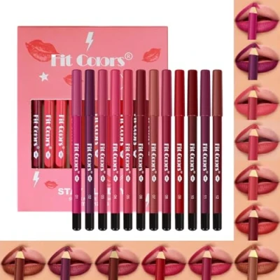 Image of Baorder 12 Colors Matte Lip Liner Pencil Set,Creamy Velvet Lipstick,One Step Lips Makeup Kit,Fit Long Lasting Waterproof Smooth High Pigmented for Daily