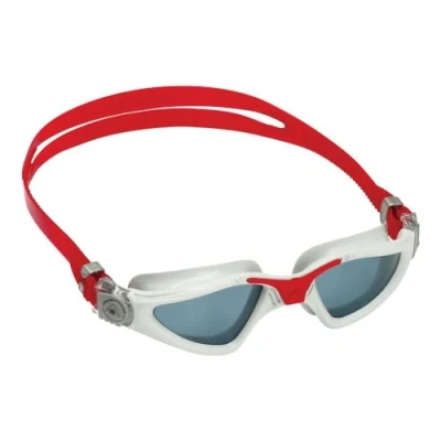 Image of Aquasphere Kayenne swimming goggles, adult goggles with UV protection, silicone seal, anti fog and leak lenses for men women, White &amp; Red Clear lens