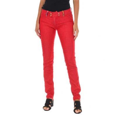 Image of Met Womens Long reversible trousers in elastic fabric 10DBF0605 B101 woman Red Cotton Size 26 (Waist)