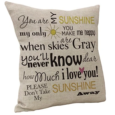 Image of Vanki Letters Printed serial Cotton Linen Square Decorative Throw Pillow Case Cushion Cover 18 x inches , you are My Sunshine Sayings pattern