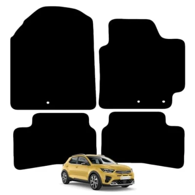Image of Carsio Carpet Car Mats For Kia Stonic 2017 Onwards 4 Piece Set Tailored Fit Floor Mat Complete Accessory Black Custom Fitted All Weather, Anti Slip Backing &amp; Trim