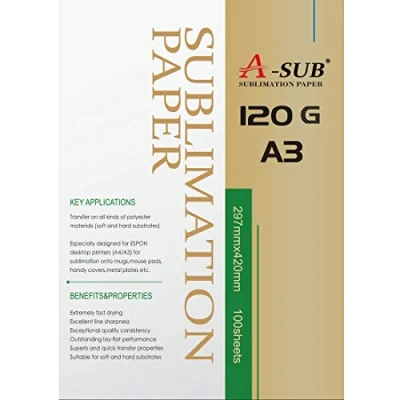 Image of A SUB Sublimation Paper A3, 297x420mm, 100 Sheets, 120gsm, Compatible with EPSON, SAWGRASS, RICOH, Brother Printers