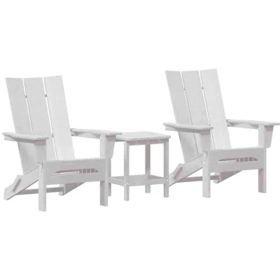 Image of vidaXL 3 Piece Garden Lounge Set White HDPE