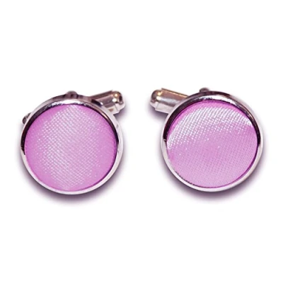 Image of DQT Men Plain Satin Fabric Inlay Wedding Cufflinks Lilac