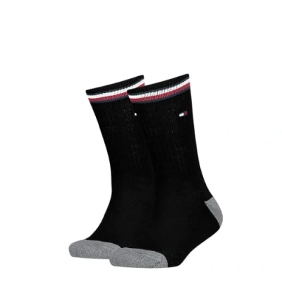 Image of Tommy Hilfiger Men&#039;s Iconic Kids&#039; Sports (2 Pack) Socks, Black, One Size UK