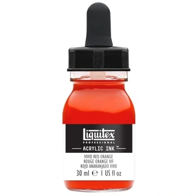 Image of Liquitex 4260620 liquid Professional Acrylic Paints Ink, 30 ml, highly pigmented airbrush paint, red orange luminous
