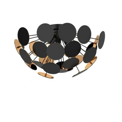 Image of Lindby ceiling lamp Kinan, Ø 54 cm, black, gold, E14