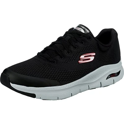 Image of Skechers Men&#039;s Arch Fit Sneaker,Black Textile/Synthetic/Red Trim,9 UK