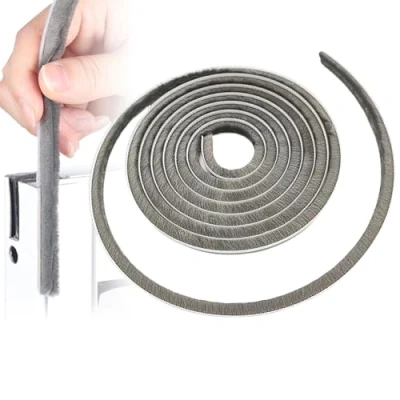 Image of 16 Ft (5m) 196 Inch Sliding sash Windows Doors Tape Pile Draught excluder Brush Seal Strip weatherstrip 5mm x 6mm (3/16 1/4 Inch, Gray)