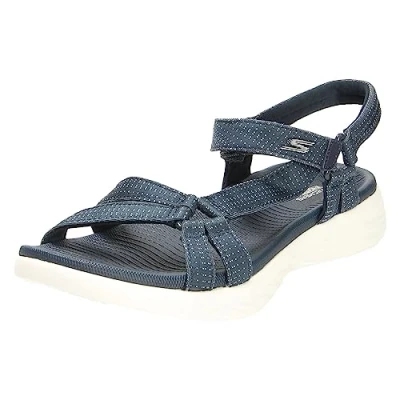 Image of Skechers women 15316 Ankle Strap Sandals, Navy Textile Trim, 9 UK