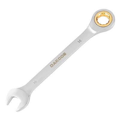 Image of DAKCOS Fixed Head Ratchet Spanner 16mm Ratcheting Combination Wrench Chrome Vanadium Steel