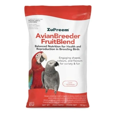 Image of ZuPreem Fruitblend Complete Bird Food Suitable for Conures, Cockatoos, African Greys, Macaws and other Medium/Large Birds Breeder Diet 18kg