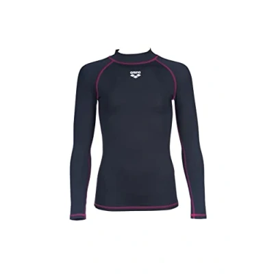 Image of Arena Girls Long Sleeves Rash Vest, Swim Shirt with Uv Sun Protetion Guard, Ash Grey, 24