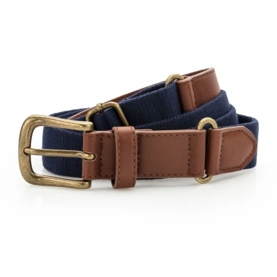 Image of Asquith &amp; Fox Mens Faux Leather And Canvas Belt (Navy) One Size