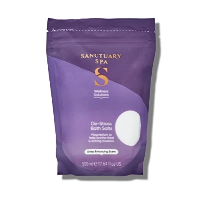 Image of Sanctuary Spa De Stress Epsom Bath Salts with Magnesium, No Mineral Oil, Cruelty Free &amp; Vegan Soak, 500g