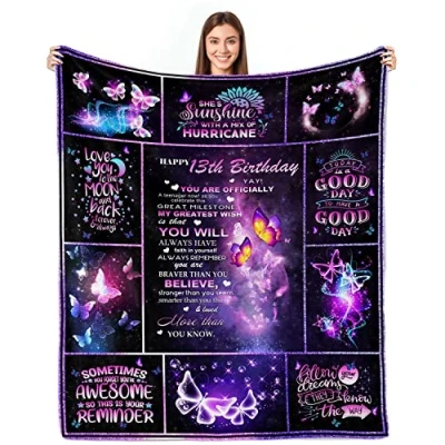 Image of Yufobel 13 Year Old Girl Birthday Gift Ideas, Girls Gifts, 13th Gifts for Girl, Decorations Throw Blanket 60 X 50