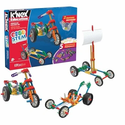 Image of K&#039;NEX STEAM Education Vehicles Building Set 7 Functioning Models Educational Toys for Kids, 131 Piece STEM Learning Kit, Engineering Construction Kids Aged 8+ Basic Fun 79320