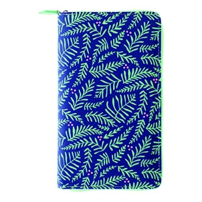 Image of Filofax Saffiano Personal MT028776 Limited Edition Leather Look Compact Zipper Organizer with Six Rings Blue