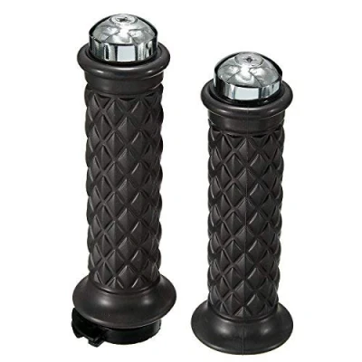 Image of Alamor Motorcycle Handlebar Grip End Vintage Cafe Racer Bobber Clubman Custom Black #2