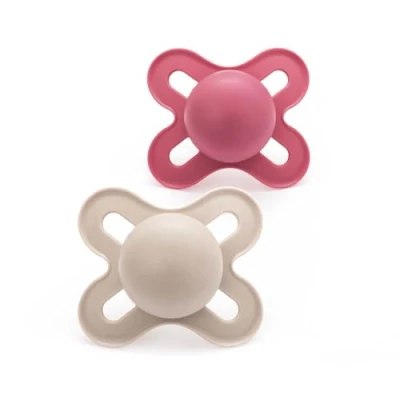 Image of MAM Original Start Soother 0 2 Months (Pack of 2), Baby Made from Sustainable Material, SkinSoft Silicone Teat, with Case, Pink