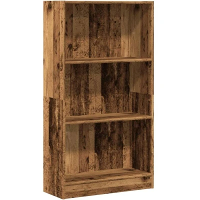 Image of vidaXL Bookcase Bookshelf Old Wood Engineered, Modern Book Rack Storage Cabinet with Open Compartments 60 x 24 109 cm for Bedroom, Living Room, Hallway