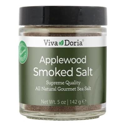 Image of Viva Doria Applewood Smoked Sea Salt, Fine Grain, Glass Jar, 5 oz