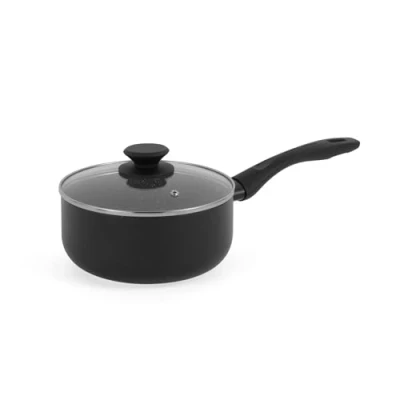 Image of Progress BW12907EU7 Marble Ceramic 16 cm Saucepan with Lid Non Stick Cooking Pot Metallic Coating, 1.4L Capacity, Induction Hob Suitable, Pressed Aluminium Cookware, PFAS Free