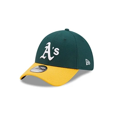 Image of New Era Oakland Athletics Baseball Fankappe von grün gelb mit gebogenem Schirm Basecap 39Thirty M L