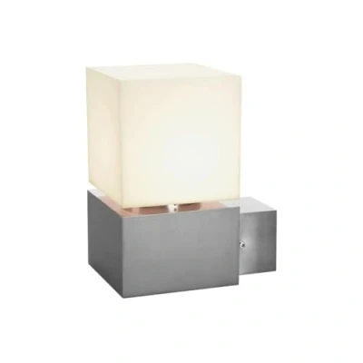 Image of SLV Square Illumination for Walls, Paths, entrances, LED spot, Surface Mounted Outdoor Light, Garden lamp / E27 IP44 20W Stainless Steel, 304, 20 W