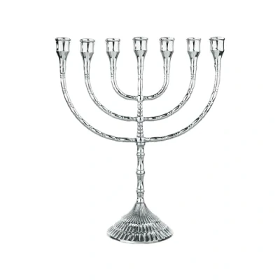 Image of NKlaus Menorah 30cm high 7 Candlestick for candles up to Ø 2cm large silver brass nickel plated 2884