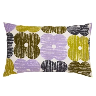 Image of Orla Kiely Bedding Textured Flower 100% Cotton Duvet Cover Set Lilac/Moss (1 Pair Pillowcase (50cm x 75cm))