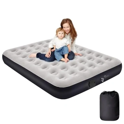 Image of Kitxedas Air Bed Double with Built in Pump, Inflatable JUST One click, Electric Mattress Self Guest for Camping/Home, 198x152x25cm