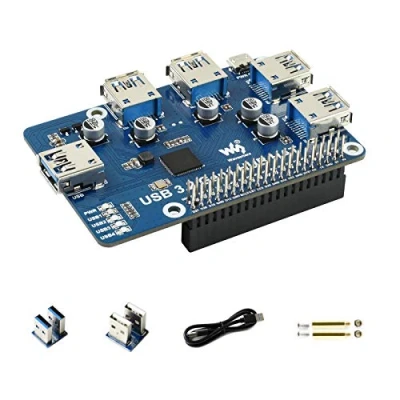 Image of IBest USB 3.2 Gen1 HUB HAT Purpose made for Raspberry Pi 4,Compatible with 3 B+ B 2B Zero W WH,4x Ports,Compatible 3.0/2.0/1.1,Driver Free