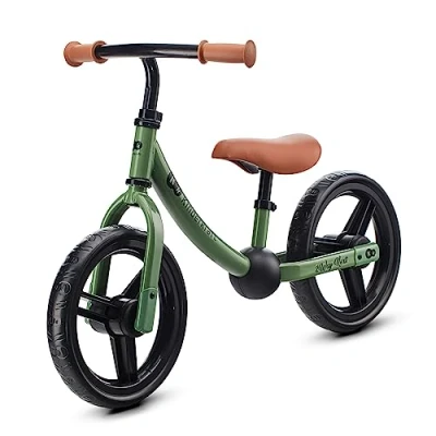 Image of Kinderkraft 2WAY Next Balance Bike, Kids First Bicycle, No Pedals, 12 inches Wheels, with Ajustable Seat, Accessories, Bag, Bell, for Toddlers, from 2 Years Old to 35 kg, Green