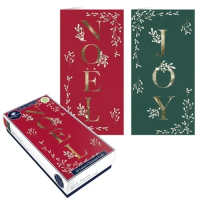 Image of Tom Smith 20 Boxed Luxury Eco Friendly Christmas Cards 2 Slim Joy Noel Designs