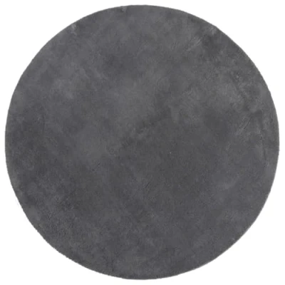 Image of vidaXL Round Soft Short Pile Rug 100% Polyester, Non Slip Backing, Anthracite, Machine Washable Versatile for Living Room, Bedroom, Office Ø 80 cm