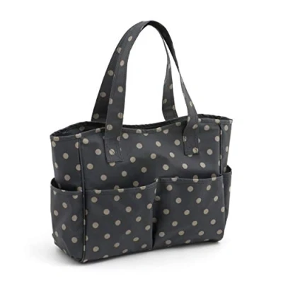 Image of Hobby Gift Exclusive Craft bag, Shoulder Knitting Yarn Storage, School 13 x 34.5 29cm, Charcoal Polka Dot