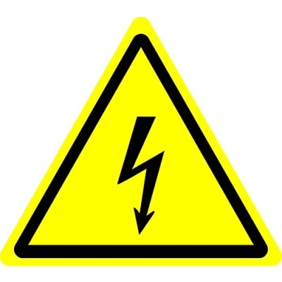 Image of ISO Safety Label Sign International Warning, Electricity Symbol Self adhesive sticker 50mm Diameter
