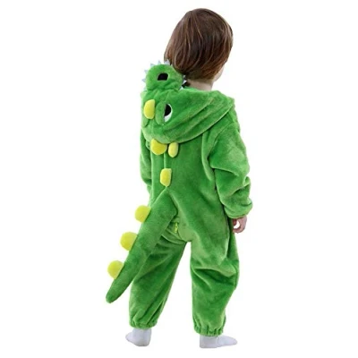 Image of LOLANTA Unisex Baby Dinosaur Dragon Costume,Toddler One Piece Hooded Animal Fancy Dress Romper(3 4 Years,Green,Tag 110)