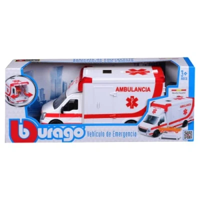 Image of Bburago B18 32266 Die Cast MUNICIPLE Ambulance with Stretcher Collectible Model Toy 1:50 Scale Car, Sport, pre Built, Assorted Colours