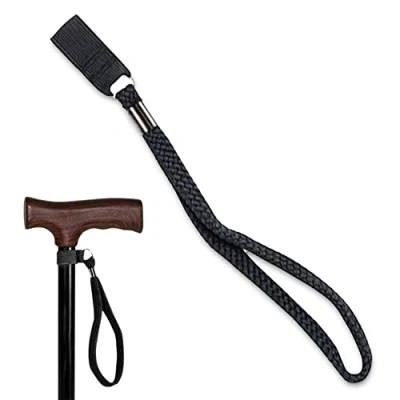 Image of Homecraft Walking Stick Wrist Strap (Eligible for VAT relief in the UK) Black Nylon Strap, Use With All Sticks, Easy to Put On, Fits Securely, Elderly, Disabled, or Handicapped Users